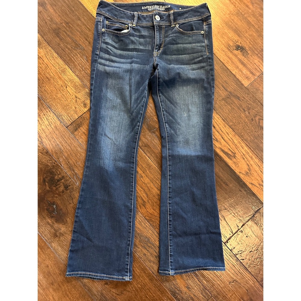 American Eagle Kick Boot Jeans Dark Wash Mid Rise Bootcut Denim Womens Size 12